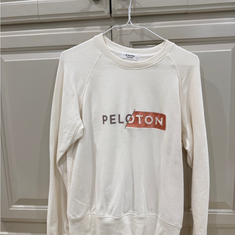Peloton Off-White Sweatshirt with Brown Logo